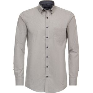 CASA MODA Sport casual fit overhemd, popeline, wit met blauw en geel dessin