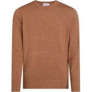 Calvin Klein heren pullover wol, Merino Crew Neck Sweater, bruin -  Maat: L