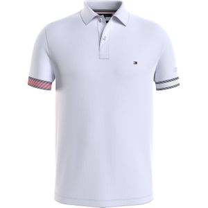Tommy Hilfiger Flag Cuff Slim Polo, heren poloshirt, wit -  Maat: XS