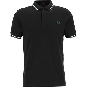 Fred Perry M3600 polo twin tipped shirt, heren polo, Black / Ecru / Pistachio -  Maat: L