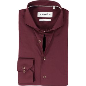 Ledub slim fit overhemd, popeline, donkerrood