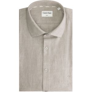 Calvin Klein slim fit overhemd, Linen Check Slim Shirt, grijs geruit 42