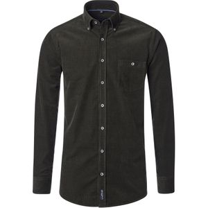 CASA MODA - Sport Casual Fit Overhemd - Donkergroen - Ribfluweel