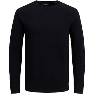 JACK & JONES slim fit trui katoen, O-hals, zwart -  Maat: XXL