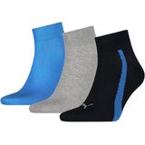 Puma Unisex Lifestyle Quarter (3-pack), unisex hoge enkelsokken, blauw, grijs, blauw -  Maat: 43-46