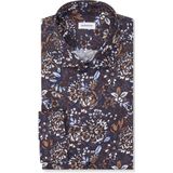 Seidensticker regular fit overhemd, popeline, bruin dessin
