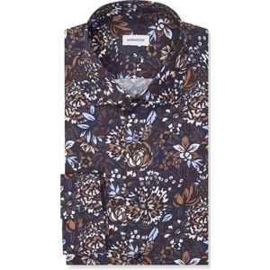 Seidensticker regular fit overhemd, popeline, bruin dessin
