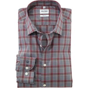 OLYMP Level 5 body fit overhemd, popeline, rozenhout geruit