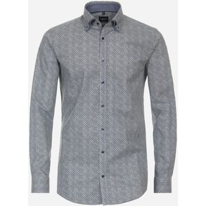 VENTI body fit overhemd, popeline, groen dessin