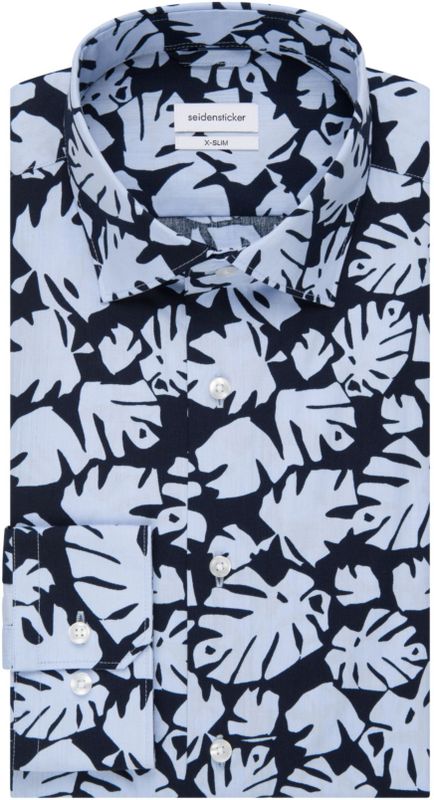 Seidensticker x-slim fit overhemd, popeline, blauw dessin