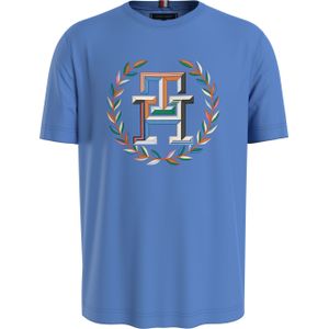 Tommy Hilfiger Laurel Multicolour Tee, heren T-shirt korte mouw O-hals, middenblauw -  Maat: XL