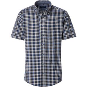 CASA MODA Sport comfort fit overhemd, korte mouw, popeline, blauw, beige en lichtgroen geruit