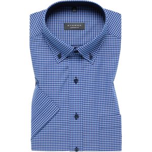 ETERNA comfort fit overhemd korte mouw overhemd, popeline, blauw geruit (contrast) 40