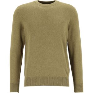 Marc O'Polo regular fit pullover, heren trui wol- met katoenmengsel met O-hals, mosgroen (middeldik) -  Maat: L