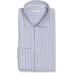 Seidensticker regular fit overhemd, mouwlengte 7, popeline, blauw gestreept