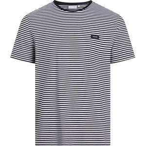 Calvin Klein Cotton Stripe T-shirt, heren T-shirt korte mouw O-hals, zwart -  Maat: M