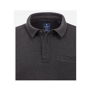 Redmond heren sweatshirt katoenmengsel, polo kraag, zwart (middeldik) -  Maat: L