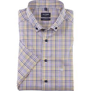 OLYMP Luxor modern fit overhemd, korte mouw, popeline, limoen geruit