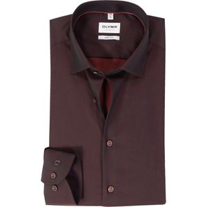 OLYMP Level 5 body fit overhemd, satijnbinding, steenrood