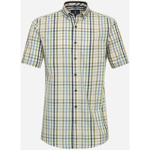3 voor 99 | Redmond comfort fit overhemd, korte mouw, popeline, groen geruit 45/46