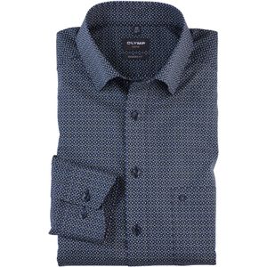 OLYMP modern fit overhemd, popeline, marine blauw dessin