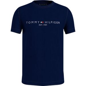 Tommy Hilfiger Garment Dye Tommy Logo Tee, heren T-shirt korte mouw O-hals, donkerblauw -  Maat: S