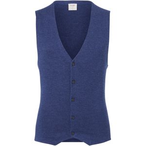 OLYMP Level 5 body fit gilet, wol met zijde, jeans blauw mouwloos vest -  Maat: XXL