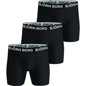 Bjorn Borg Performance boxers, microfiber heren boxers lange pijpen (3-pack), zwart -  Maat: L