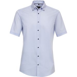 VENTI modern fit overhemd, korte mouw, popeline, blauw dessin