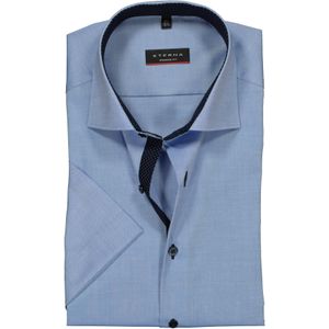 ETERNA modern fit overhemd, korte mouw, heren overhemd fijn Oxford, blauw (gestipt contrast) 45