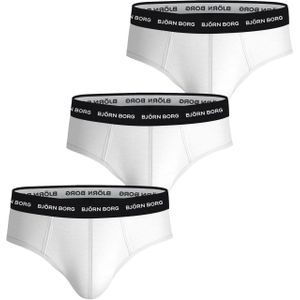 Bjorn Borg Cotton Stretch brief, heren slips (3-pack), wit met zwarte band