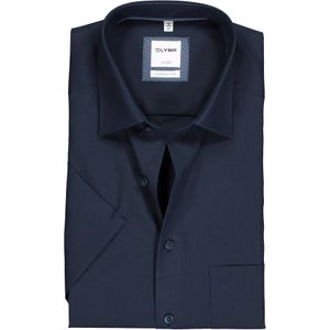 OLYMP Luxor comfort fit overhemd, korte mouw, donkerblauw poplin 48