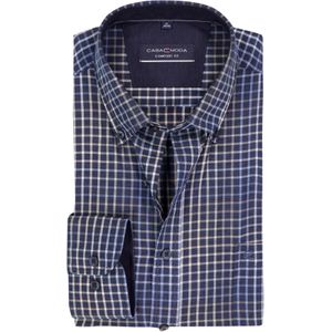CASA MODA - Sport Comfort Fit - Overhemd - Blauw met Wit en Groen Geruit - Strijkvriendelijk