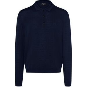 MAERZ Classic Fit heren trui met polokraag wol, navy blauw