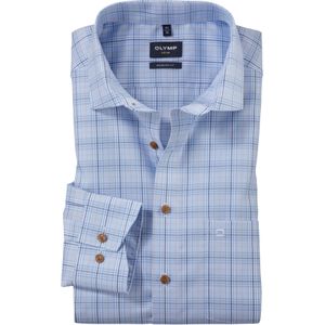 OLYMP modern fit overhemd, popeline, lichtblauw geruit