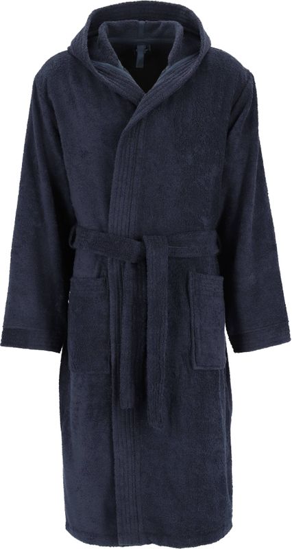 Ceceba heren badjas badstof - met capuchon - donkerblauw