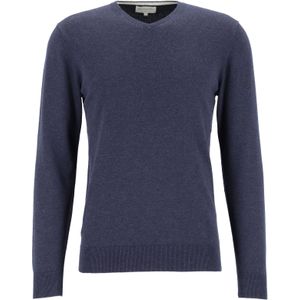 Michaelis heren trui katoen, slim fit met V-hals, marine blauw