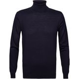 Profuomo heren trui wol, slim fit coltrui, navy blauw -  Maat: S