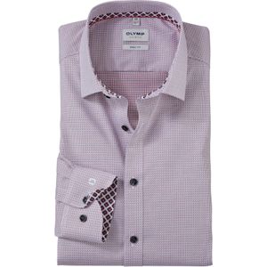 OLYMP Level 5 body fit overhemd, mouwlengte 7, structuur, steenrood