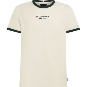 Tommy Hilfiger Monotype Ringer Tee, heren T-shirt korte mouw O-hals, beige
