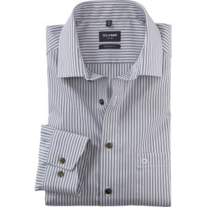 OLYMP Luxor modern fit overhemd, structuur, olijfgroen gestreept