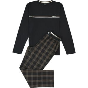 HUGO BOSS heren pyjamaset, zwart met geruite broek -  Maat: XL