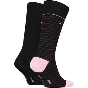 Tommy Hilfiger Small Stripe Sock (2-pack), heren sokken, bordeaux rood gestreept