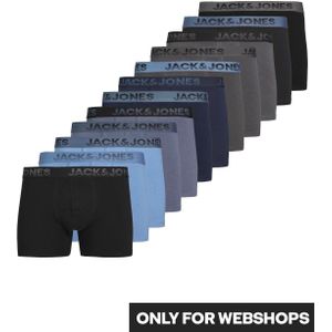 JACK & JONES Jacshade solid trunks (2-pack), heren boxers normale lengte, zwart, antraciet en blauw -  Maat: S