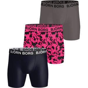 Bjorn Borg Sports Microfiber boxers, microfiber heren boxers lange pijpen (3-pack), grijs, print, navy blauw