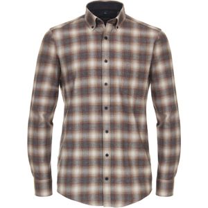 CASA MODA Sport casual fit overhemd, flanel, bruin geruit