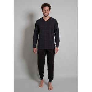 Ceceba heren pyjama V-hals, zwart geruit