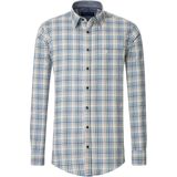 CASA MODA - Sport Comfort Fit Overhemd - Wit met Blauw Groen en Beige Geruit