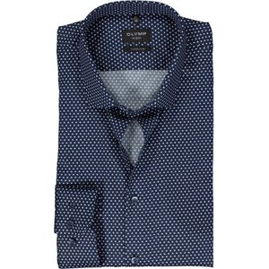 OLYMP No. 6 Six super slim fit overhemd, tricot, blauw met wit dessin 40