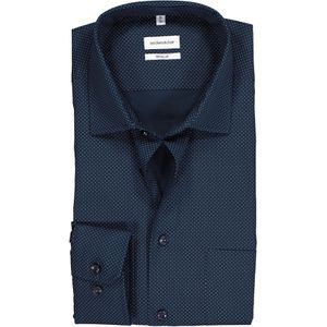 Seidensticker regular fit overhemd, blauw met wit gestipt 48